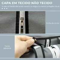 HOMCOM Roupeiro de Tecido Dobrável com 8 Prateleiras de Armazenamento e 2 Barras de Pendurar 125x43x162,5cm Cinza Claro(m-5)