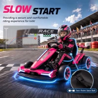 AIYAPLAY 24V Electric Go Kart for Kids 6-12 Years with Drift Mode, Adjustable Seat, 3 Speed, Slow Start, Pink(m-7)