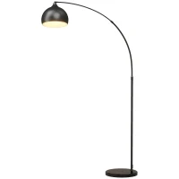 HOMCOM Bogenleuchte, Stehlampe, höhenverstellbar, Fußschalter, Sockel in Marmoroptik, 170-180cm, Schwarz(m-11)