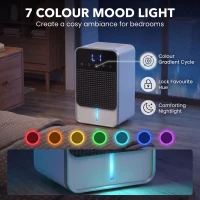 HOMCOM 400mL/Day Small Dehumidifier, RGB Mood Lights, Timer, LED Display, Dehumidifier for Home, Bedroom(m-5)