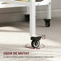 HOMCOM Masă de Dining Pliabilă pentru 6 Persoane, cu Raft, din Lemn și Metal, 130x80x74 cm, Alb și Culoare Lemn(m-6)