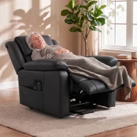 HOMCOM Riser Recliner Chair with Massage and Heat, PU Leather Power Electric Lift Armchair for Elderly, Charcoal Grey(m-9)