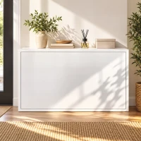 HOMCOM Schoenenkast met 2 kleppen, wandhangende schoenenkast met bovenblad, smalle schoenenopberger voor 6 paar, 70 x 30 x 43 cm, wit(m-7)