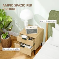 HOMCOM Set de 2 noptiere stil nordic cu sertar și bază înălțată, din lemn, 40x40x50 cm, culoare stejar(m-5)