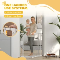 PawHut Extra Wide Dog Gate, with Door Pressure, for Doorways, Hallways, Staircases - White(m-5)