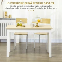 HOMCOM Masă de Dining pentru 4-6 Persoane, Design Modern pentru Bucătărie și Living, 119x70x75cm, Alb și Lemn(m-4)
