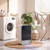 HOMCOM 400mL/Day Small Dehumidifier, RGB Mood Lights, Timer, LED Display, Dehumidifier for Home, Bedroom(m-8)