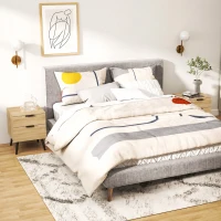 HOMCOM Set de 2 noptiere stil nordic cu sertar și bază înălțată, din lemn, 40x40x50 cm, culoare stejar(m-2)