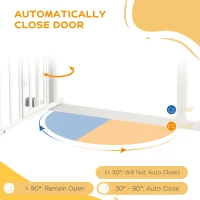 PawHut Pressure Fit Stair Gate, Dog Gate w/ Small Cat Door, Auto Closing System, Double Locking Openings, 74-80cm - White(m-6)