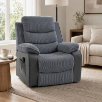 HOMCOM Riser Recliner Chair for Elderly, Electric Power Lift Recliner Armchair, Corduroy PU Leather Patchwork, Brown(m-9)