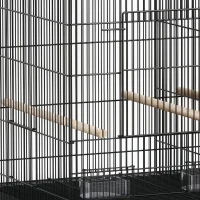 PawHut Bird Cage with Divider, 4 Wooden Perches, Slide Out Tray, 4 Feeders, for Budgie, Lovebird, Canary, 76 x 46 x 46cm, Black(m-10)
