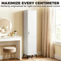 HOMCOM 1 Door Wardrobe with Hanging Rod and Storage Shelf 36 cm Wide Freestanding Clothes Storage Cupboard White(m-4)