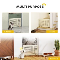 PawHut Freestanding Pet Gate, Portable Dog Barrier Gate with Feet for Small Breeds, 75 x 53 cm, Natural Wood(m-4)