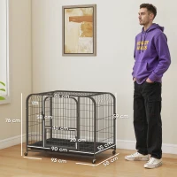 PawHut Heavy Duty Dog Crate,93 x 58 x 76 cm, Large Dog Cage for Small to Medium Breeds(m-3)
