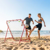 HOMCOM Adjustable Rebounder Net Kickback Target Goal for Teens Adults Training, Red(m-8)