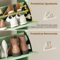 HOMCOM Sapateira para Hall de Entrada com 4 Gavetas Basculantes Prateleira Aberta Prateleiras Ajustáveis e Tampo até 16 Pares Verde(m-7)