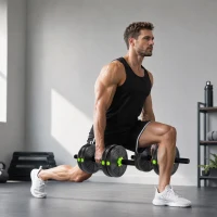 SPORTNOW 15 kg 3-in-1 Adjustable Dumbbell & Barbell Set with EZ Bar, Connecting Rod and Non-Slip Grip for Home Gym, Green(m-8)