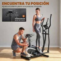 HOMCOM Bicicleta Elíptica con Resistencia Magnética Ajustable de 8 Niveles Bicicleta de Fitness con Sillín Regulable Pantalla LCD Pulsómetro y Soporte para Móvil para Casa Gimnasia 103x62x151 cm Negro(m-5)
