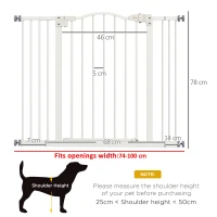 PawHut Poartă pentru câini extensibilă cu 4 șuruburi reglabile, din metal și plastic, 74-100x78 cm, alb(m-3)