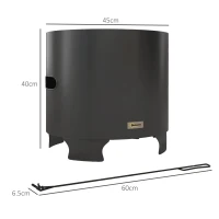 Outsunny Smokeless Fire Pit, 45cm Portable Wood Burning Firepit, Round Metal Bonfire Stove with Poker for Garden, Camping, Black(m-3)