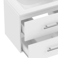 HOMCOM Wastafelonderkast voor wandmontage, badkameronderkast met keramische wastafel, 60 cm, wit(m-12)