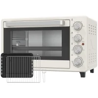 HOMCOM Cuptor electric de blat 32L 1600W cu 3 moduri de încălzire Temporizator Temperatura reglabilă 52,2x38,1x33,5 cm Crem(m-1)