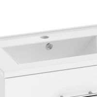 HOMCOM Wastafelonderkast voor wandmontage, badkameronderkast met keramische wastafel, 60 cm, wit(m-11)