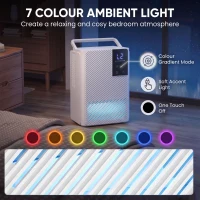 HOMCOM 400mL/Day Small Dehumidifier, RGB Mood Lights, 24H Timer, LED Display, Dehumidifier for Home Damp, White(m-5)