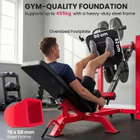 SPORTNOW Leg Press Machine with Wheels and Calf Block, Adjustable Squat Machine for Home Gym, 455KG Capacity(m-4)