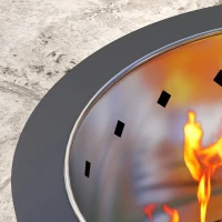 Outsunny Smokeless Fire Pit, 45cm Portable Wood Burning Firepit, Round Metal Bonfire Stove with Poker for Garden, Camping, Black(m-9)