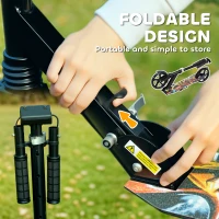 AIYAPLAY Foldable Kids Scooter with Adjustable Handlebar, 200mm Big Wheel, Rear Fender Brake, for Ages 6-12 Years, Black(m-7)