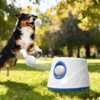 PawHut Lansator de mingi pentru câini automat cu 6 mingi ETPU 3 distanțe reglabile 6m/10m/14m Albastru(m-6)