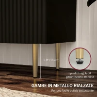 HOMCOM Credenza Moderna con 2 Ante e Ripiano Regolabile, Mobile Buffet per Cucina e Soggiorno con Gambe in Metallo, Nero(m-6)