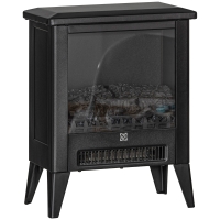 HOMCOM Chimenea Decorativa Independiente 1800W con Efecto de Llama LED Bajo Ruido Protección contra Sobrecalentamiento Negro