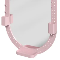 HOMCOM Oval Wall Mirror, 60 x 90 cm Decorative Hanging Mirror with Pegboard Frame, Wall-Mounted, Pink(m-10)