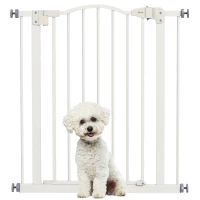 PawHut Pressure Fit Dog Stair Gate No Drilling Safety Gate Auto Close for Doorways, Hallways, 74-80cm Adjustable, 78cm Tall, White(m-22)