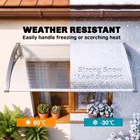 Outsunny Front Door Canopy, Outdoor Awning, Rain Shelter, 110 x 60cm, Grey(m-6)
