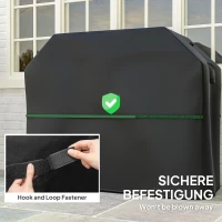 Outsunny BBQ Cover for Rectangular Gas Grill, 600D UPF30+ Oxford Fabric Barbecue Cover for Waterproof Protection Rip-Proof, with Windproof Hook and Loop Fasteners, Vents, 147 x 61 x 122 cm, Black(m-5)