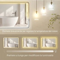 HOMCOM Specchio da Bagno LED Bluetooth Antiappannamento 100x70 cm Nero(m-5)