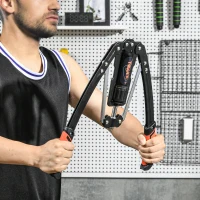 SPORTNOW Extensor de Pecho Ajustable de 10-200 kg con 20 Niveles de Resistencia y Agarre Antideslizante 43x16x5 cm Negro y Rojo(m-2)