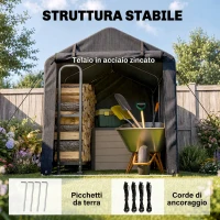 Outsunny Tenda Garage con Ingresso Avvolgibile, Corde e Picchetti, in Metallo Zincato e PE, 220x157x165 cm, Grigio Scuro(m-5)