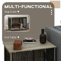 Indoor Dog Crate Furniture End Table w/ Plush Washable Cushion, Lockable Door, for Medium Dogs(m-5)