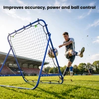 HOMCOM Adjustable Rebounder Net Kickback Target Goal for Teens Adults Training, Blue(m-6)