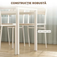 HOMCOM Set Masă de Prânz din 5 Piese cu 1 Masă Dreptunghiulară și 4 Scaune, 100x63x76,5 cm, Gri și Alb(m-21)