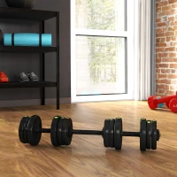 SPORTNOW Adjustable Weight Barbell & Dumbbells Set Free Weights Strength Muscle Exercise Home Gym Training, Black and Green(m-2)