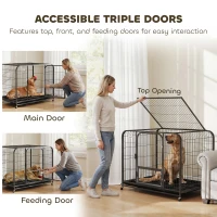 PawHut Heavy Duty Dog Crate,116 x 77 x 88 cm, Large Dog Cage for Small to Large Breeds(m-5)