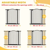 PawHut Metal 74-100cm Adjustable Pet Gate Safety Barrier w/ Auto-Close Door Black(m-4)