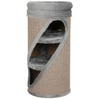 PawHut Arranhador 75 cm de Altura Ø35 cm 4 Níveis com 3 Ninhos Cama de Pelúcia Removível e Lavável Superfície de Sisal(m-7)