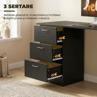 HOMCOM Birou PC cu 3 Rafturi și 3 Sertare pentru Cameră și Birou, din Lemn MDF, 120x49x72 cm, Negru(m-5)