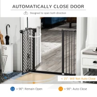 PawHut 74-105cm Pet Safety Gate Stair Barrier, with Auto Close, Double Locking - Black(m-5)